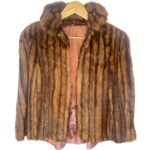 Vintage 40’s Nelson Furs Women’s Shades of Brown Mink Cape Coat Jacket USA OSFA